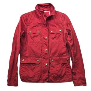 J Crew Relaxed‎ Boyfriend Field Jacket Womens XXS Orange Cotton Utility